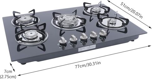 30" Built-in Gas Cook Cooktop Stove LPG/NG Gas Kitchen Burners Multi-Function Cooking High-Power Gas Stove Electronic Ignition with Flameout Protection in Kuwait