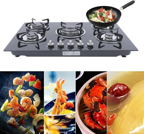 30" Built-in Gas Cook Cooktop Stove LPG/NG Gas Kitchen Burners Multi-Function Cooking High-Power Gas Stove Electronic Ignition with Flameout Protection in Kuwait