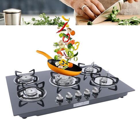 30" Built-in Gas Cook Cooktop Stove LPG/NG Gas Kitchen Burners Multi-Function Cooking High-Power Gas Stove Electronic Ignition with Flameout Protection in Kuwait