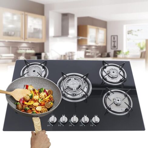 30" Built-in Gas Cook Cooktop Stove LPG/NG Gas Kitchen Burners Multi-Function Cooking High-Power Gas Stove Electronic Ignition with Flameout Protection in Kuwait