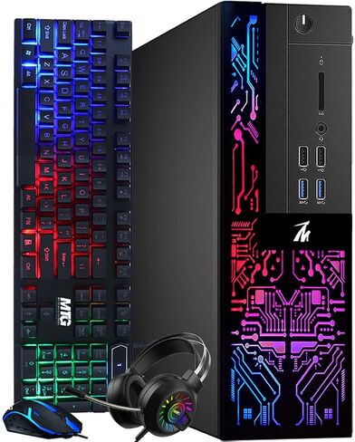 Gaming PC Desktop, Intel Core i3-6100, TechMagnet Siwa 6, 16GB RAM, 480GB SSD (Fast Boot), 2TB HDD, AMD RX 550 4GB DDR5, WiFi, RGB Headphone Keyboard Mouse, Windows 10 Pro (Renewed) in Kuwait