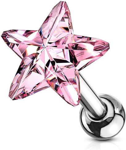 غضروف فولاذي جراحي من Covet Jewelry Star Crystal Top 316L، مسمار Tragus Barbell in Kuwait