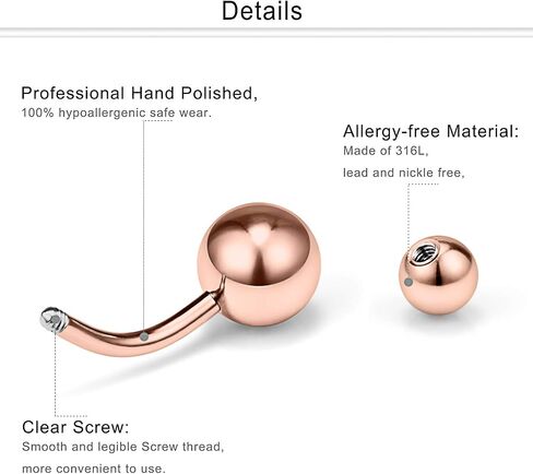 Dyknasz 14G 6MM (1/4") Short Length Surgical Steel Belly Button Rings Clear Diamond CZ Navel Ring Body Piercing Jewelry for Women Men 12 Pieces in Kuwait