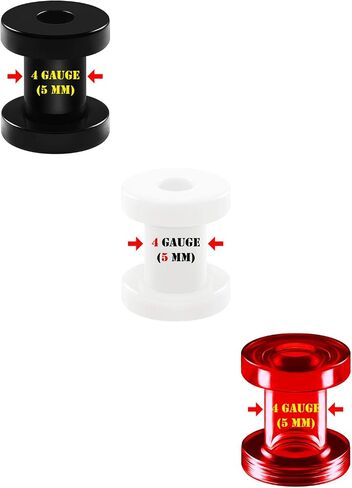 3 Pairs Black White Red Acrylic Screw flesh external Tunnels Piercing Jewelry Stretcher Ear Plugs Earring Lobe in Saudi Arabia