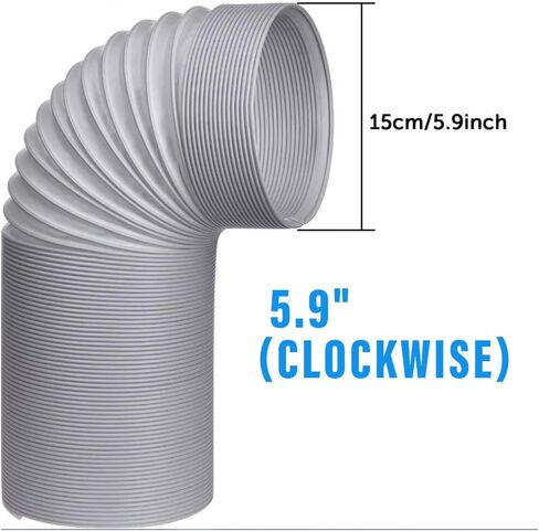LORDO Portable Air Conditioner Hose - AC Hose with 5.9" Diameter, Clockwise Thread & Length up to 80" - Exhaust Hose for Portable AC Vent Compatible with Delonghi & LG Air Conditioner Parts in Saudi Arabia