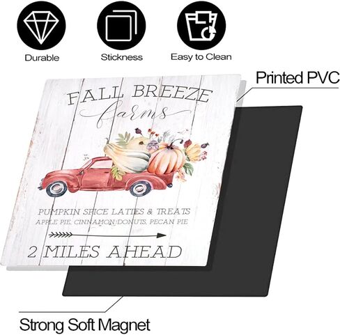 ملصق مغناطيسي لغسالة الأطباق بغطاء شاحنة الخريف، مغناطيس غسالة الأطباق على شكل زهرة اليقطين، ملصق مطبخ نسيم الخريف مقاس 23 × 26 بوصة ديكور لوحة الغسالة (خشب ريفي) in Kuwait