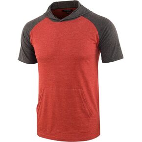 HETHCODE Mens Lightweight Short Sleeve Pocket Active Baseball Hoodie Tee Shirts