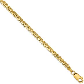 Solid 14k Yellow Gold 2.5mm Byzantine Chain Necklace - with Secure Lobster Lock Clasp in Kuwait