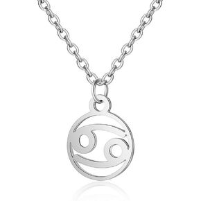IDB Stainless Steel Astrology Constellation Zodiac Sign Pendant Necklace - Approx 1/2 Inch Pendant and 16" Chain in Kuwait