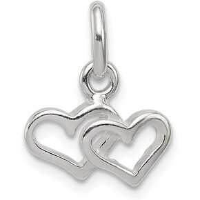 Solid 925 Sterling Silver Double Heart Charm Pendant in Saudi Arabia