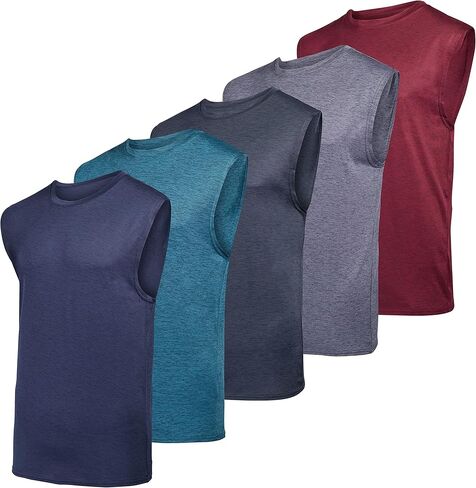 Real Essentials 3 & 5 Pack: Men's Dry-Fit Active Athletic Tech Tank Top - Regular and Big & Tall Sizes (S-5XLT) in Kuwait