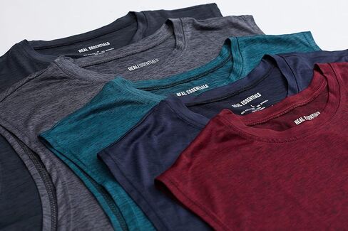 Real Essentials 3 & 5 Pack: Men's Dry-Fit Active Athletic Tech Tank Top - Regular and Big & Tall Sizes (S-5XLT) in Kuwait