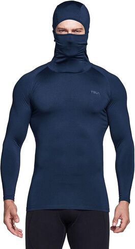 TSLA Men's Thermal Compression Shirts Hoodie with Mask, Long Sleeve Winter Sports Base Layer Top, Active Running Shirt in Saudi Arabia