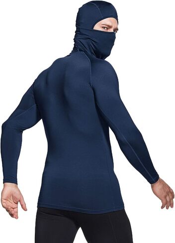 TSLA Men's Thermal Compression Shirts Hoodie with Mask, Long Sleeve Winter Sports Base Layer Top, Active Running Shirt in Saudi Arabia