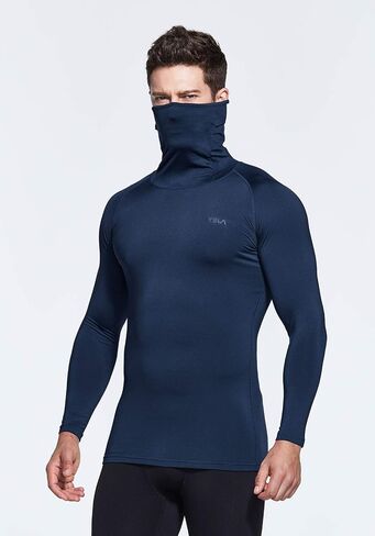 TSLA Men's Thermal Compression Shirts Hoodie with Mask, Long Sleeve Winter Sports Base Layer Top, Active Running Shirt in Saudi Arabia