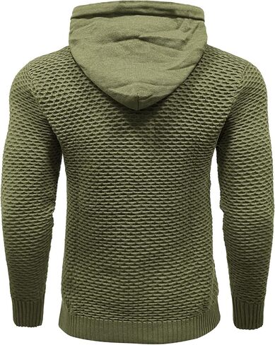 HYPESTFIT Men's Form Fitting Knit Pullover Sweater Hoodie Drawstring Hooded Sweatshirt in Kuwait