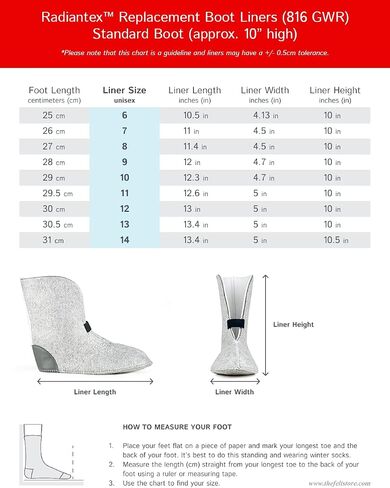 Replacement Boot Liners: Wool Blend, Polypropylene, Radiantex™ (816 GWR) - 10" high in Kuwait