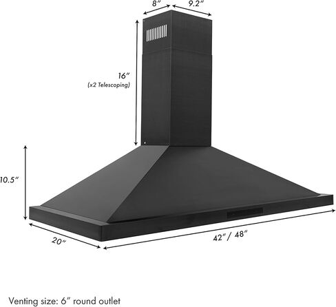 ZLINE Convertible Vent Wall Mount Range Hood in Black Stainless Steel (BSKBN) (48) in Saudi Arabia