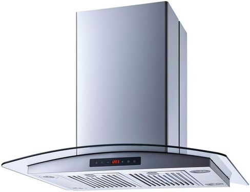Winflo 30 In. Convertible Stainless Steel Glass Island Range Hood with Stainless Steel Baffle Filters and Touch Sensor Control in Kuwait