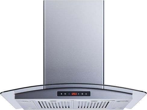 Winflo 30 In. Convertible Stainless Steel Glass Island Range Hood with Stainless Steel Baffle Filters and Touch Sensor Control in Kuwait
