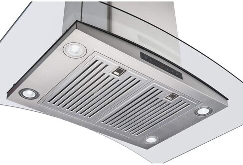 Winflo 30 In. Convertible Stainless Steel Glass Island Range Hood with Stainless Steel Baffle Filters and Touch Sensor Control in Kuwait