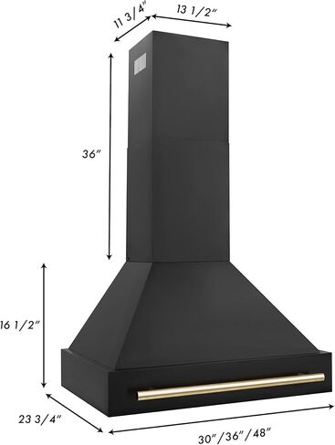 ZLINE 30" Black Stainless Steel Range Hood with Gold Handle (BS655Z-30-G) in Saudi Arabia
