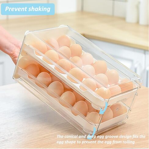 Large Capacity Egg Holder For Refrigerator - 2 Layer 36 Egg Fresh Storage Box for Fridge, Egg Storage Container Organizer Bin, Clear Plastic Storage Container in Saudi Arabia
