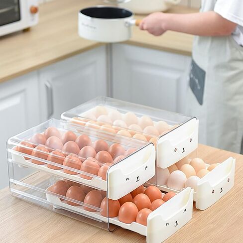 Large Capacity Egg Holder For Refrigerator - 2 Layer 36 Egg Fresh Storage Box for Fridge, Egg Storage Container Organizer Bin, Clear Plastic Storage Container in Saudi Arabia