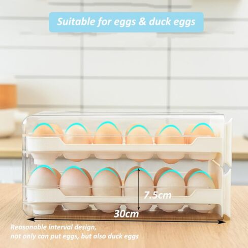 Large Capacity Egg Holder For Refrigerator - 2 Layer 36 Egg Fresh Storage Box for Fridge, Egg Storage Container Organizer Bin, Clear Plastic Storage Container in Saudi Arabia