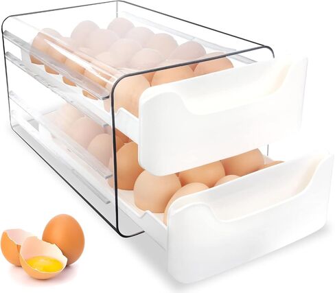 Large Capacity Egg Holder For Refrigerator - 2 Layer 36 Egg Fresh Storage Box for Fridge, Egg Storage Container Organizer Bin, Clear Plastic Storage Container in Saudi Arabia