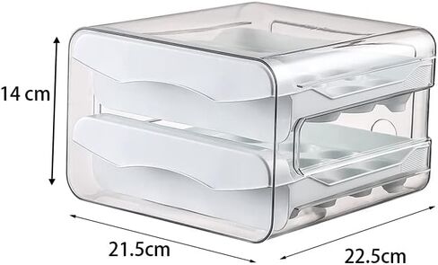 GuoTcusy Egg Container for Refrigerator, Egg Holder for Refrigerator,2-Layer Drawer Type Stackable Storage Bins, Clear Plastic Egg Holder or Egg Cartons in Saudi Arabia