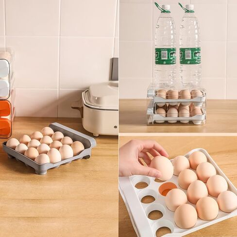 GuoTcusy Egg Container for Refrigerator, Egg Holder for Refrigerator,2-Layer Drawer Type Stackable Storage Bins, Clear Plastic Egg Holder or Egg Cartons in Saudi Arabia