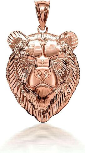 10K Yellow, White, or Rose Gold Wild Viking Bear Head Pendant Amulet Norse Slavic Jewelry - Choice of Metal in Kuwait
