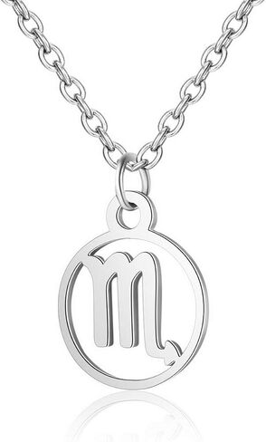 IDB Stainless Steel Astrology Constellation Zodiac Sign Pendant Necklace - Approx 1/2 Inch Pendant and 16" Chain in Kuwait