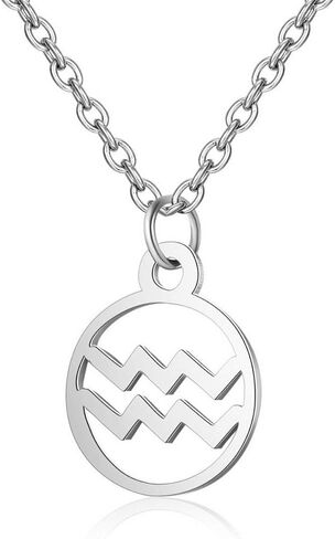 IDB Stainless Steel Astrology Constellation Zodiac Sign Pendant Necklace - Approx 1/2 Inch Pendant and 16" Chain in Kuwait