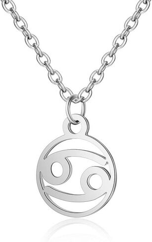IDB Stainless Steel Astrology Constellation Zodiac Sign Pendant Necklace - Approx 1/2 Inch Pendant and 16" Chain in Kuwait