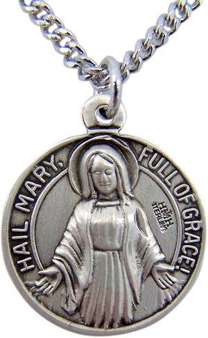 Sterling Silver Our Father Sacred Heart Medal with Hail Mary Back, 11/16 Inch in Saudi Arabia