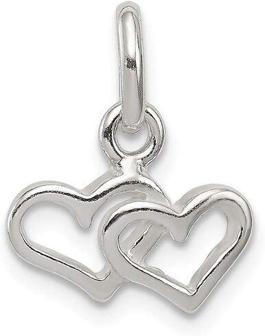Solid 925 Sterling Silver Double Heart Charm Pendant in Saudi Arabia