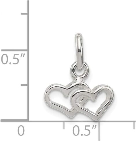 Solid 925 Sterling Silver Double Heart Charm Pendant in Saudi Arabia