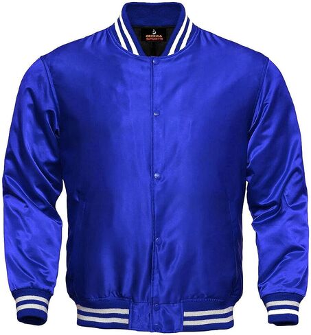 Mens Varsity Jacket Satin Polyester Retro Zip Casual Jackets in Kuwait