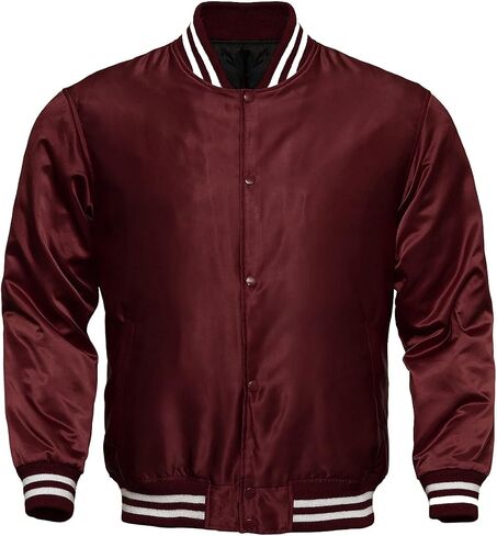 Mens Varsity Jacket Satin Polyester Retro Zip Casual Jackets in Kuwait