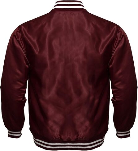 Mens Varsity Jacket Satin Polyester Retro Zip Casual Jackets in Kuwait