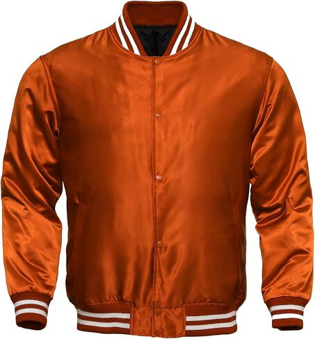 Mens Varsity Jacket Satin Polyester Retro Zip Casual Jackets in Kuwait
