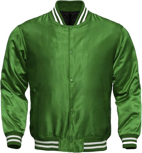 Mens Varsity Jacket Satin Polyester Retro Zip Casual Jackets in Kuwait