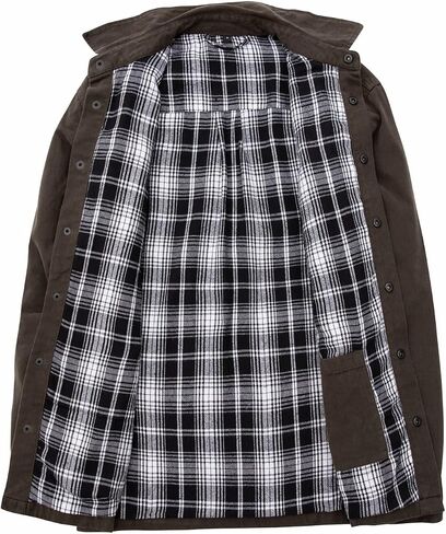 ThCreasa Mens Flannel Lined Shirt Jacket, Long Sleeved Washed Rugged Cotton Shirt Jackets in Kuwait