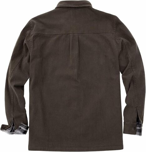 ThCreasa Mens Flannel Lined Shirt Jacket, Long Sleeved Washed Rugged Cotton Shirt Jackets in Kuwait