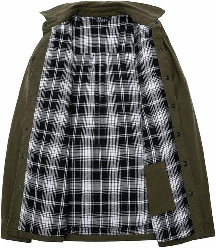 ThCreasa Mens Flannel Lined Shirt Jacket, Long Sleeved Washed Rugged Cotton Shirt Jackets in Kuwait