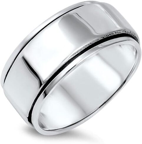 Spinner High Polish Cute Men's Wedding Ring .925 Sterling Silver Band Sizes 7-13 in Saudi Arabia