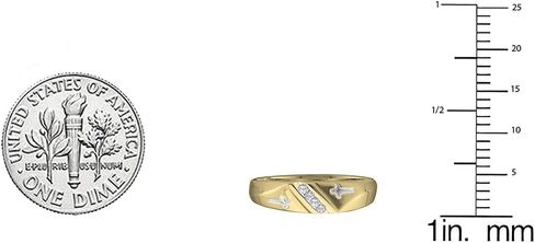 خاتم زفاف Dazzlingrock Collection من الذهب الأصفر عيار 10 قيراط للرجال مصنوع من الألماس المستدير وصف واحد متقاطع 1/20 قيراط in Kuwait