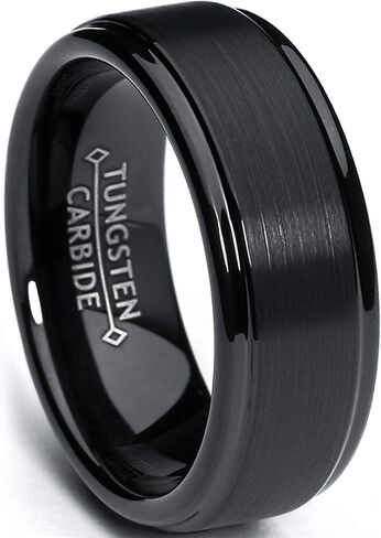 Metal Masters Co. Black Tungsten Ring Wedding Bands High Polish Matte Finish 8MM/6MM His & Hers Men Women in Saudi Arabia